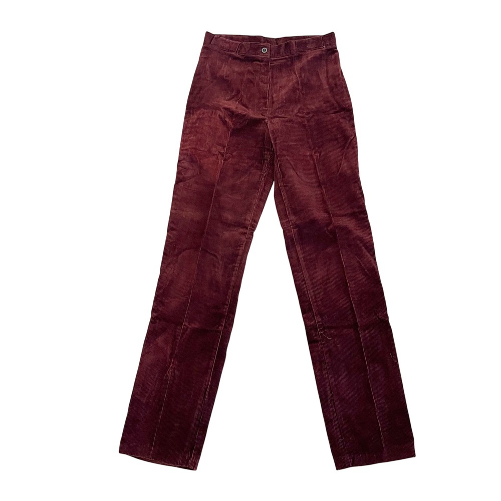 Vintage 70s La Classe Burgundy Corduroy High Waisted Straight Leg Pants Sz 13/14